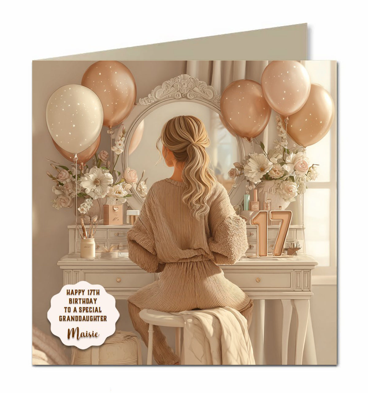 17th Birthday Card For Granddaughter, Daughter, Niece, Chic Blonde Hair
