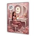 9th Birthday Card Girl, Granddaughter, Daughter Niece Large A5 Size