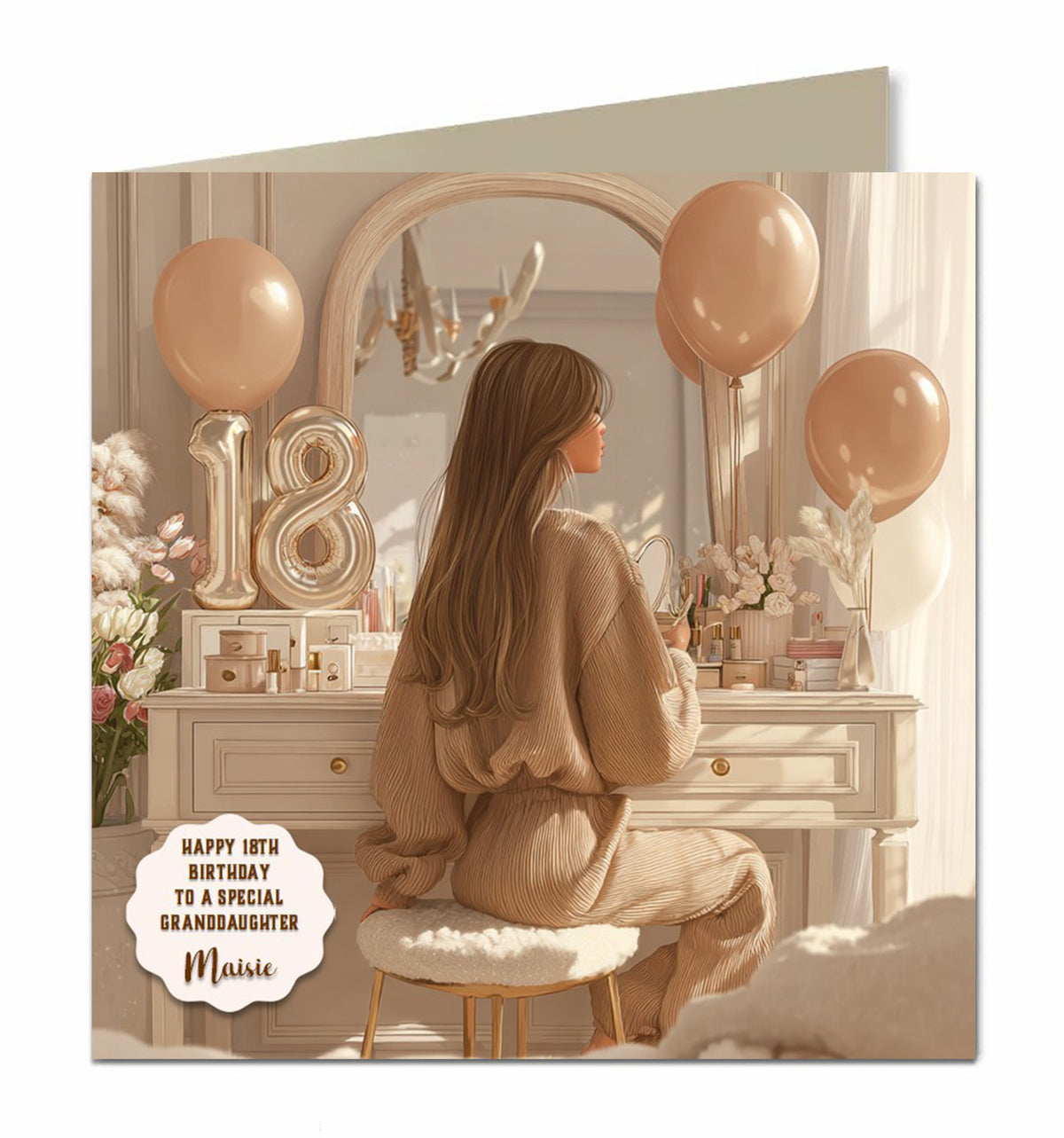 18th Birthday Card For Granddaughter, Daughter, Niece, Chic Brown Hair