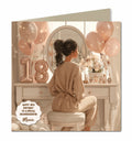 18th Birthday Card For Girls, Granddaughter, Niece, Daughter, Friend, Teenager, Personalised, Dressing Table, Brown Hair,