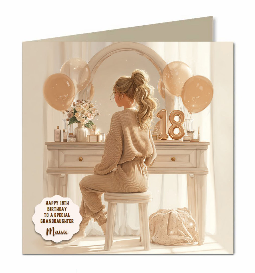 18th Birthday Card For Girls, Daughter, Granddaughter, Niece, Blonde Hair,