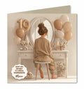 Personalised 19th Birthday Card - Girl at a Dressing Table with Birthday Numbers