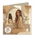 Personalised 19th Birthday Card - Girl at a Dressing Table with Birthday Numbers