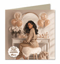 Personalised 19th Birthday Card - Girl at a Dressing Table with Birthday Numbers