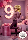 9th Birthday Card Posing Girl Granddaughter Daughter Niece Large A5 Size