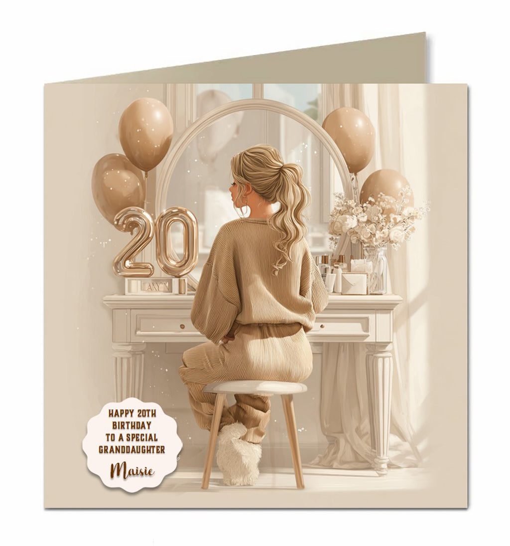 20th Birthday Card For Girls, Daughter, Granddaughter, Niece, Blonde Hair,