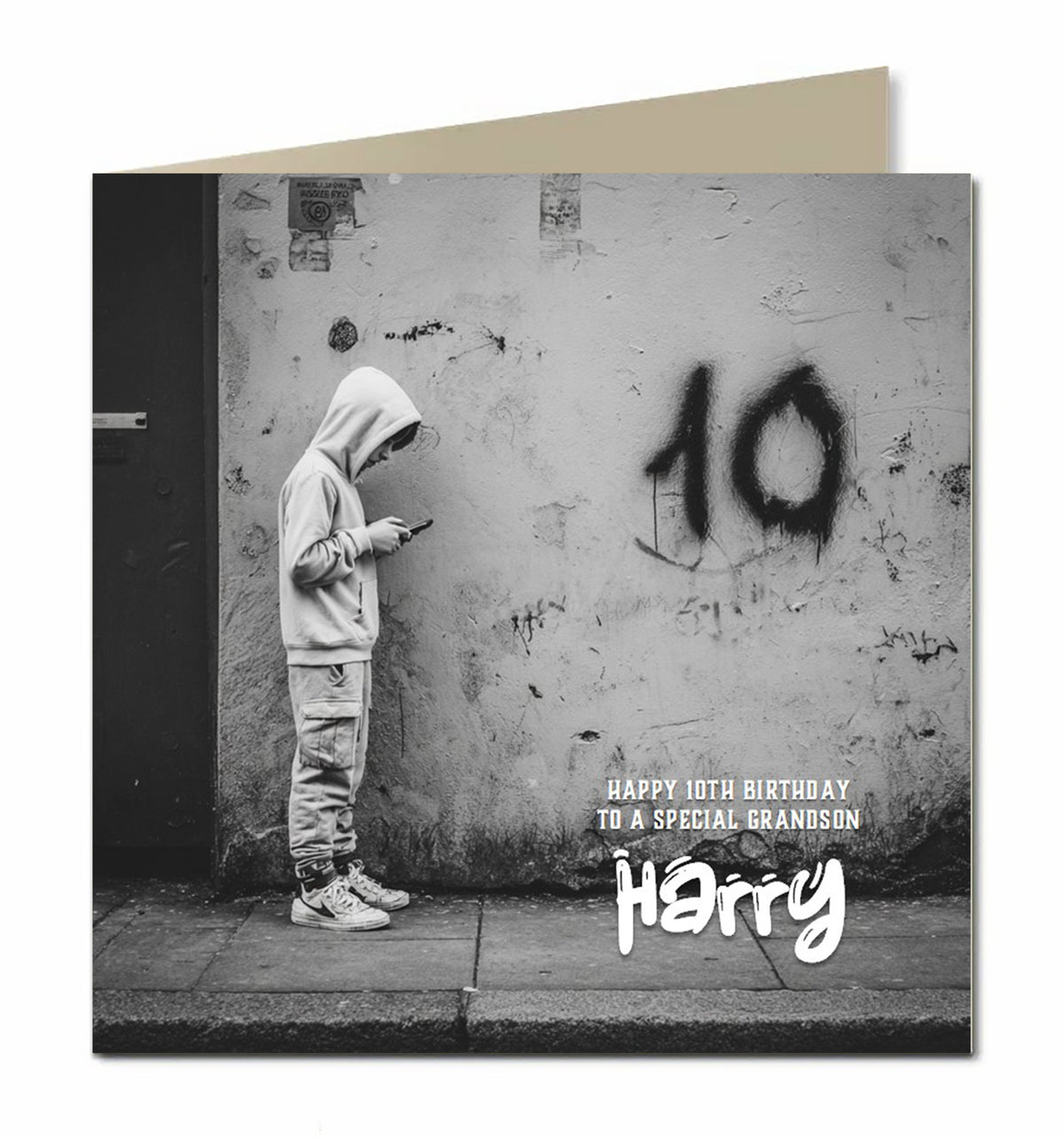 10th Birthday Card for Boys Personalised, Grandson, Son, Nephew, Urban