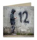 12th Birthday Card for Boys, Grandson, Son, Nephew, Teenager, Trendy, Modern, Selfie, Personalised, 15cm x 15cm, Blank Inside, with White Envelope