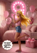 9th Birthday Card Posing Girl Granddaughter Daughter Niece Large A5 Size