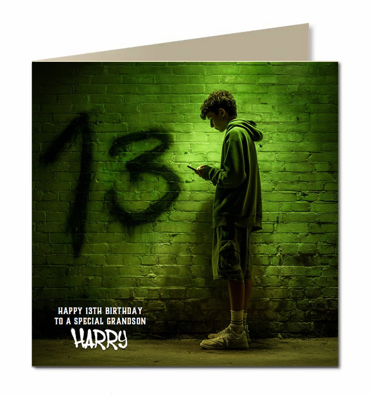 13th Birthday Card for Boys Personalised, Grandson, Son, Nephew, Urban