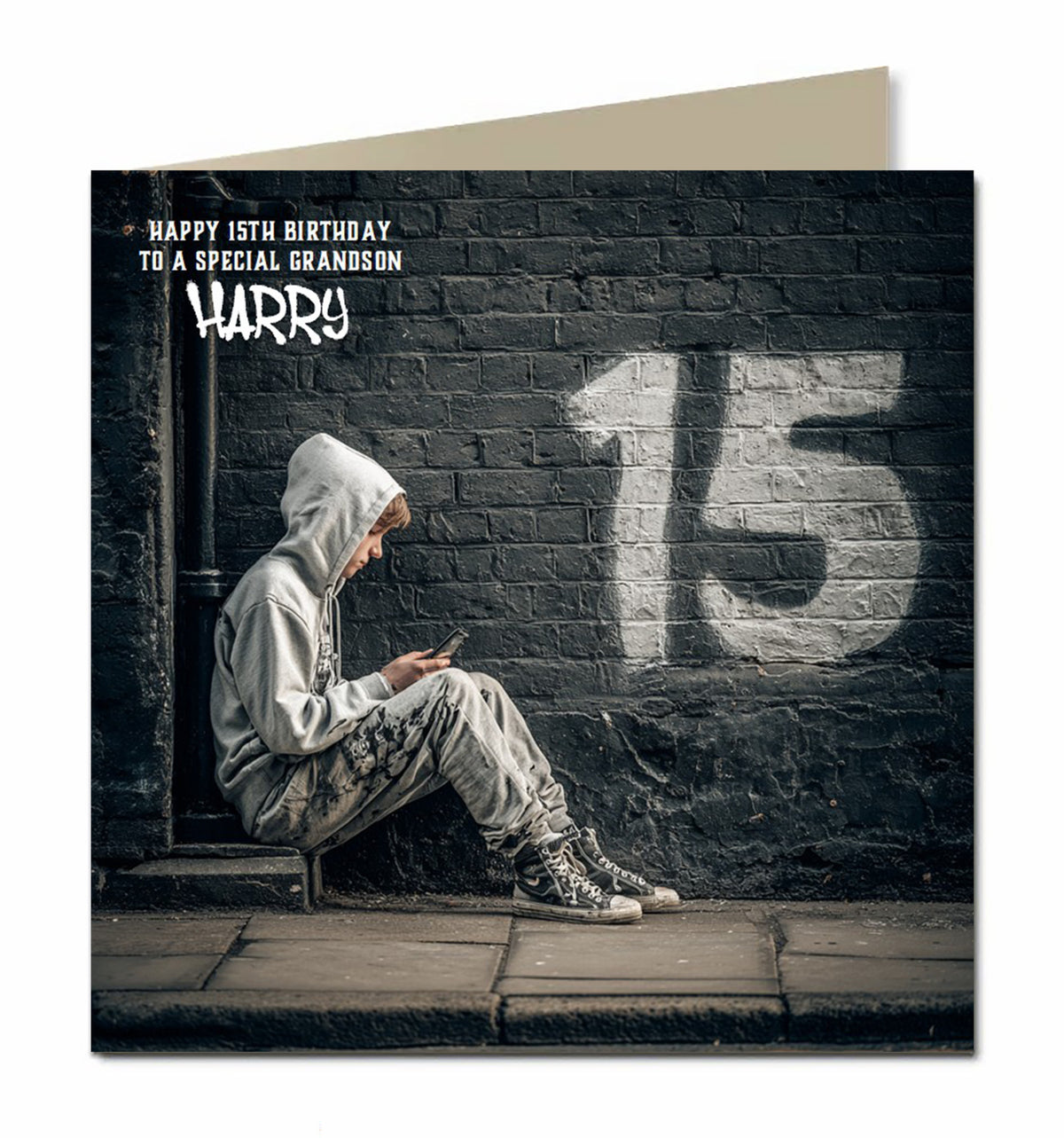 15th Birthday Card for Boys Personalised, Grandson, Son, Nephew, Urban