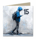 15th Birthday Card for Boys, Grandson, Son, Nephew, Teenager, Trendy, Modern, Selfie, Personalised, 15cm x 15cm, Blank Inside, with White Envelope