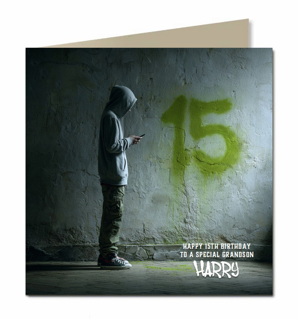 15th Birthday Card For Boys, Grandson, Son, Nephew, Brother, Personalised