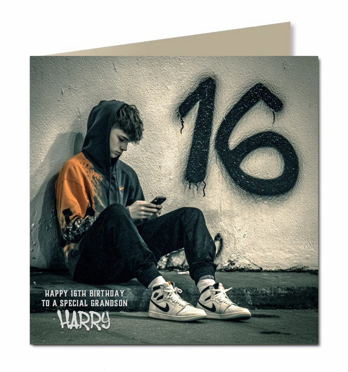 16th Birthday Card for Boys Personalised, Grandson, Son, Nephew, Urban