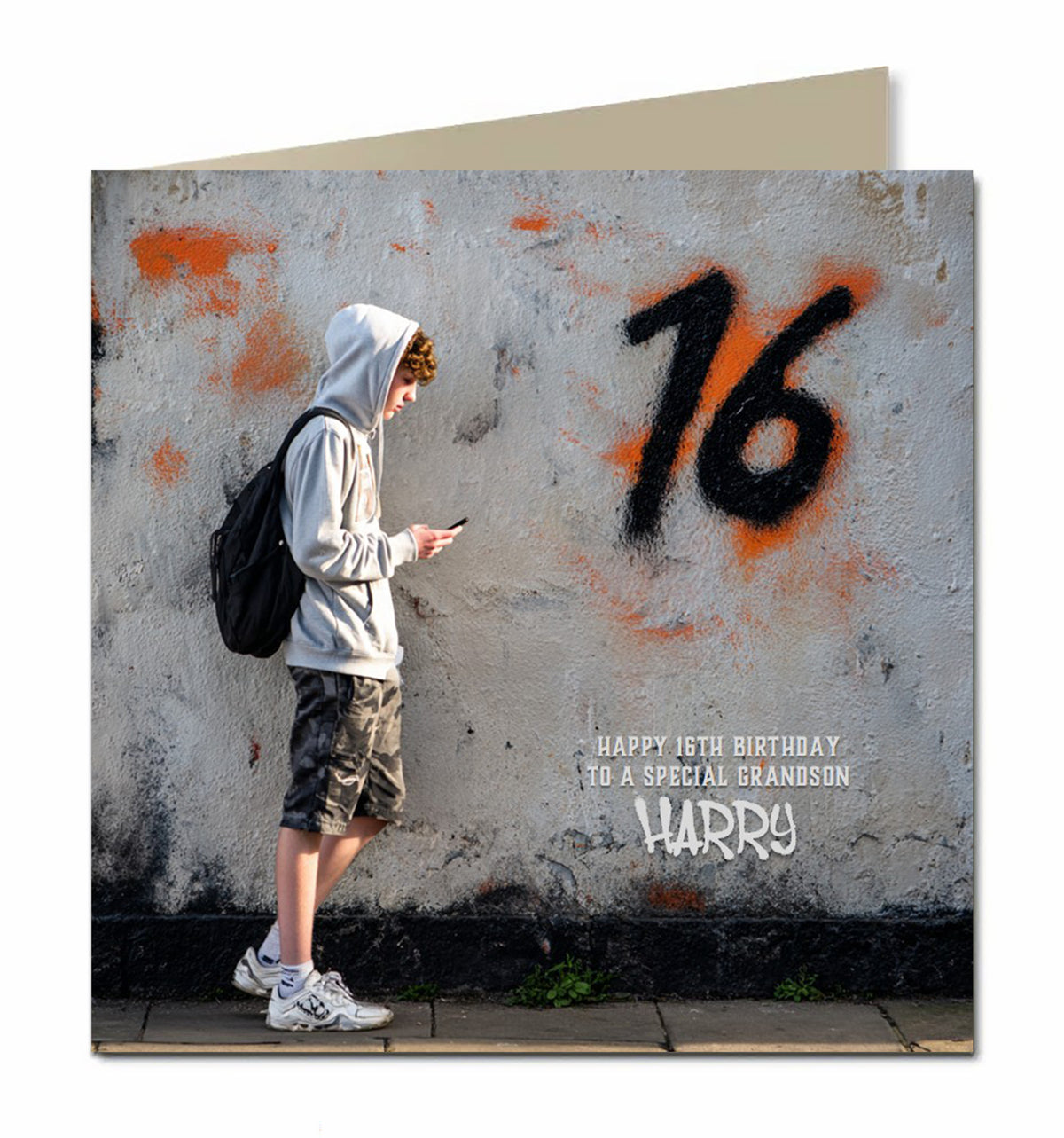 16th Birthday Card for Boys Personalised, Grandson, Son, Nephew, Urban
