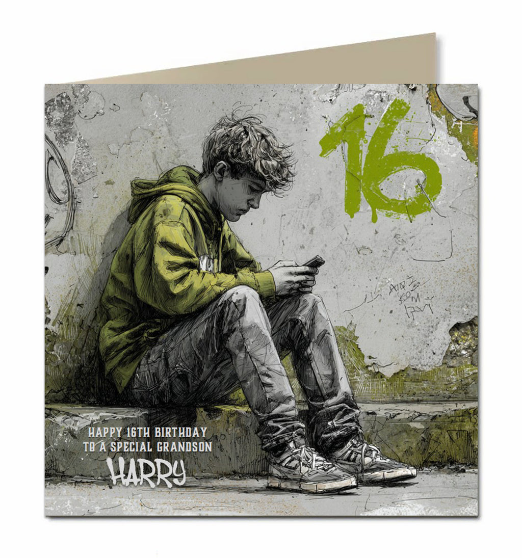16th Birthday Card For Boys, Grandson, Son, Nephew, Brother, Personalised