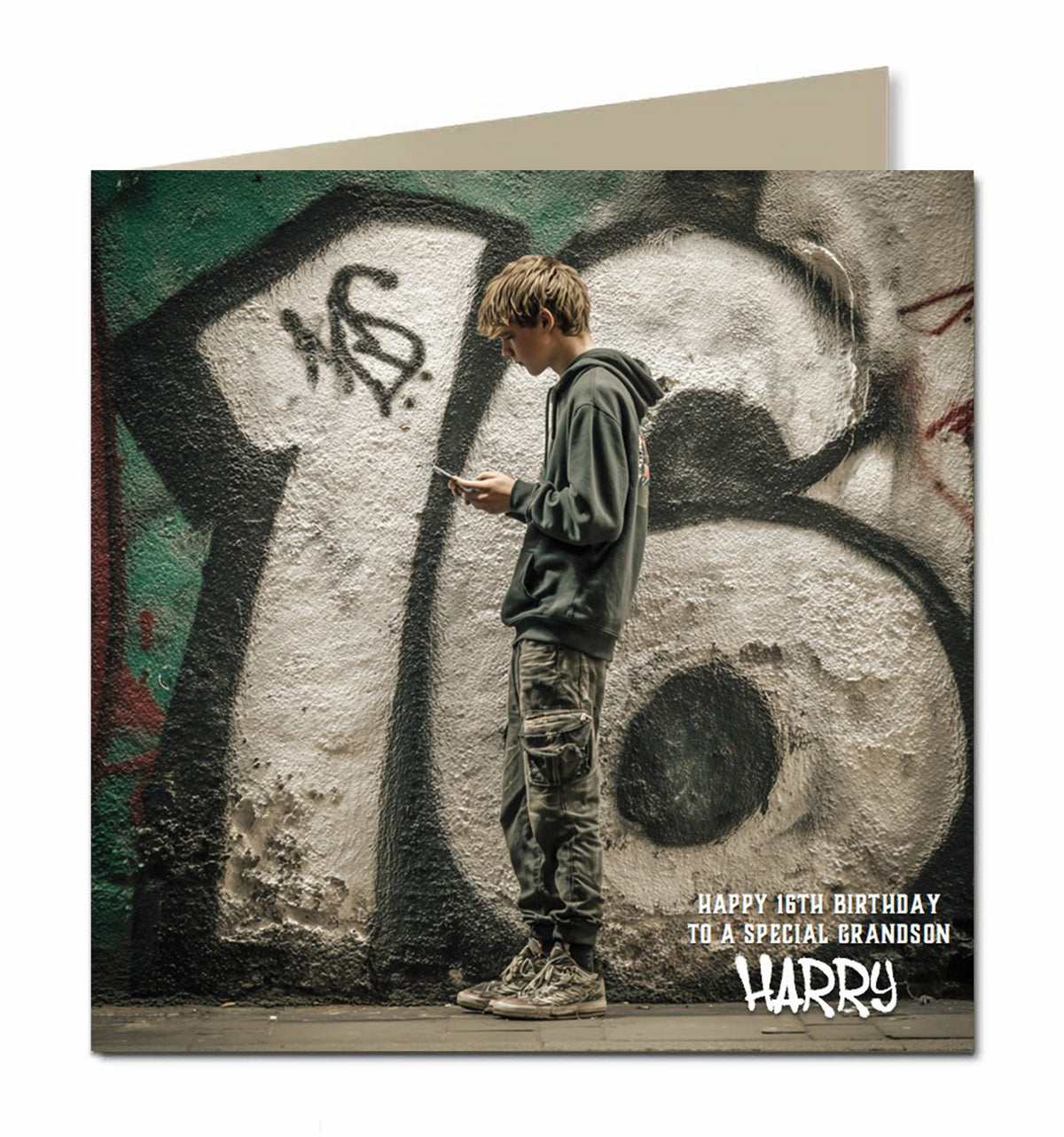 16th Birthday Card for Boys Personalised, Grandson, Son, Nephew, Urban
