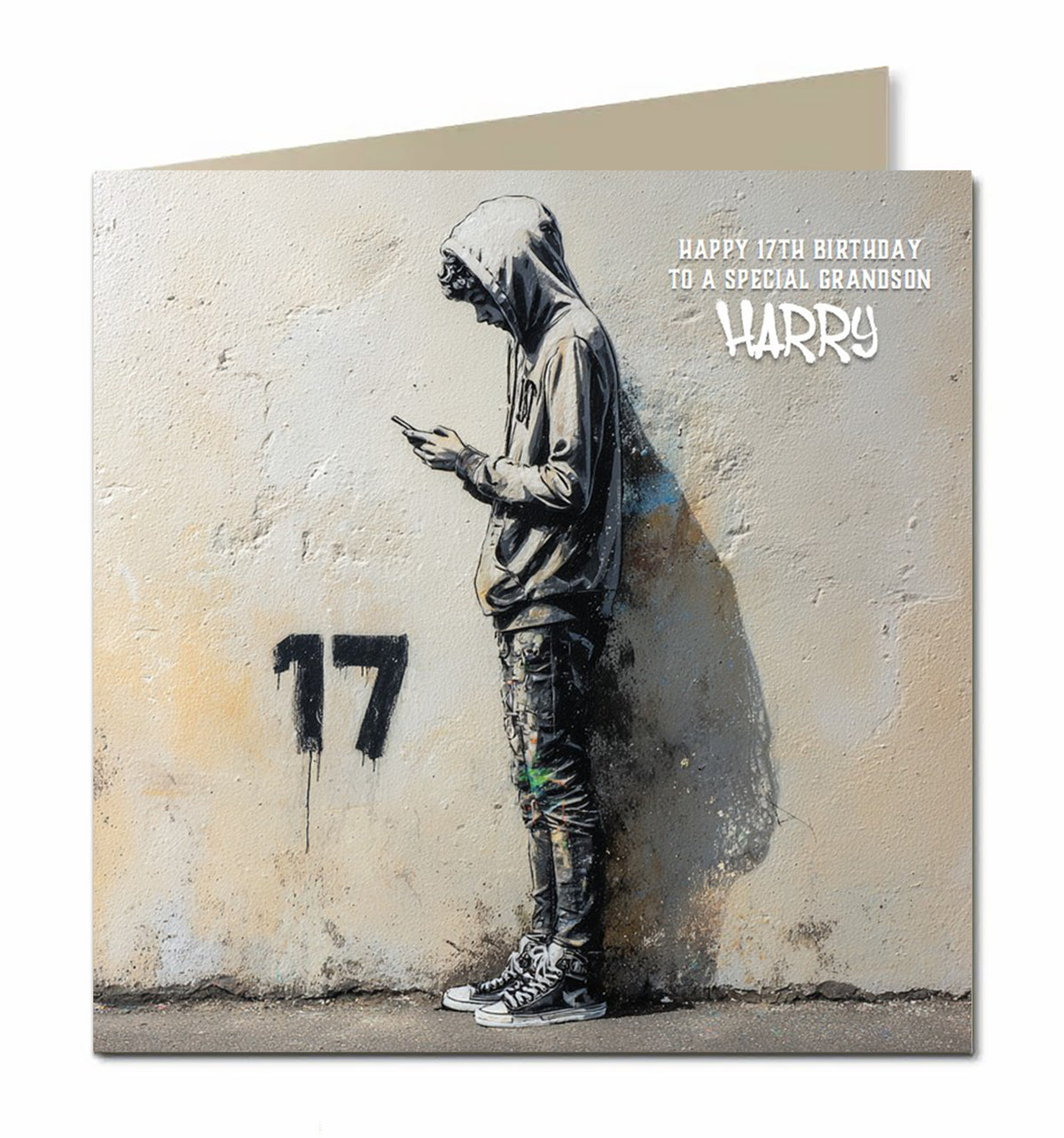 17th Birthday Card for Boys Personalised, Grandson, Son, Nephew, Urban