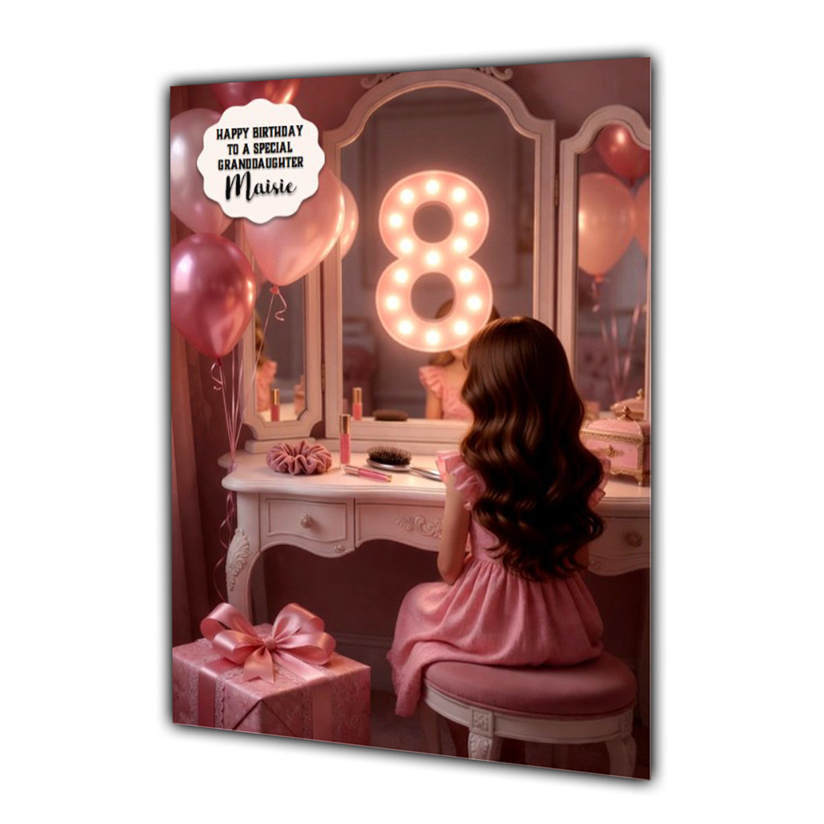 8th Birthday Card Girl Granddaughter Daughter Niece Large A5 Size