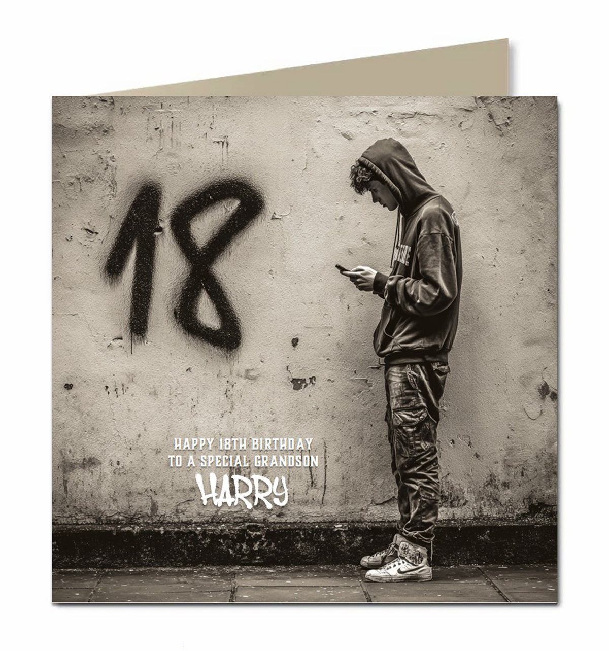 18th Birthday Card for Boys Personalised, Grandson, Son, Nephew, Urban