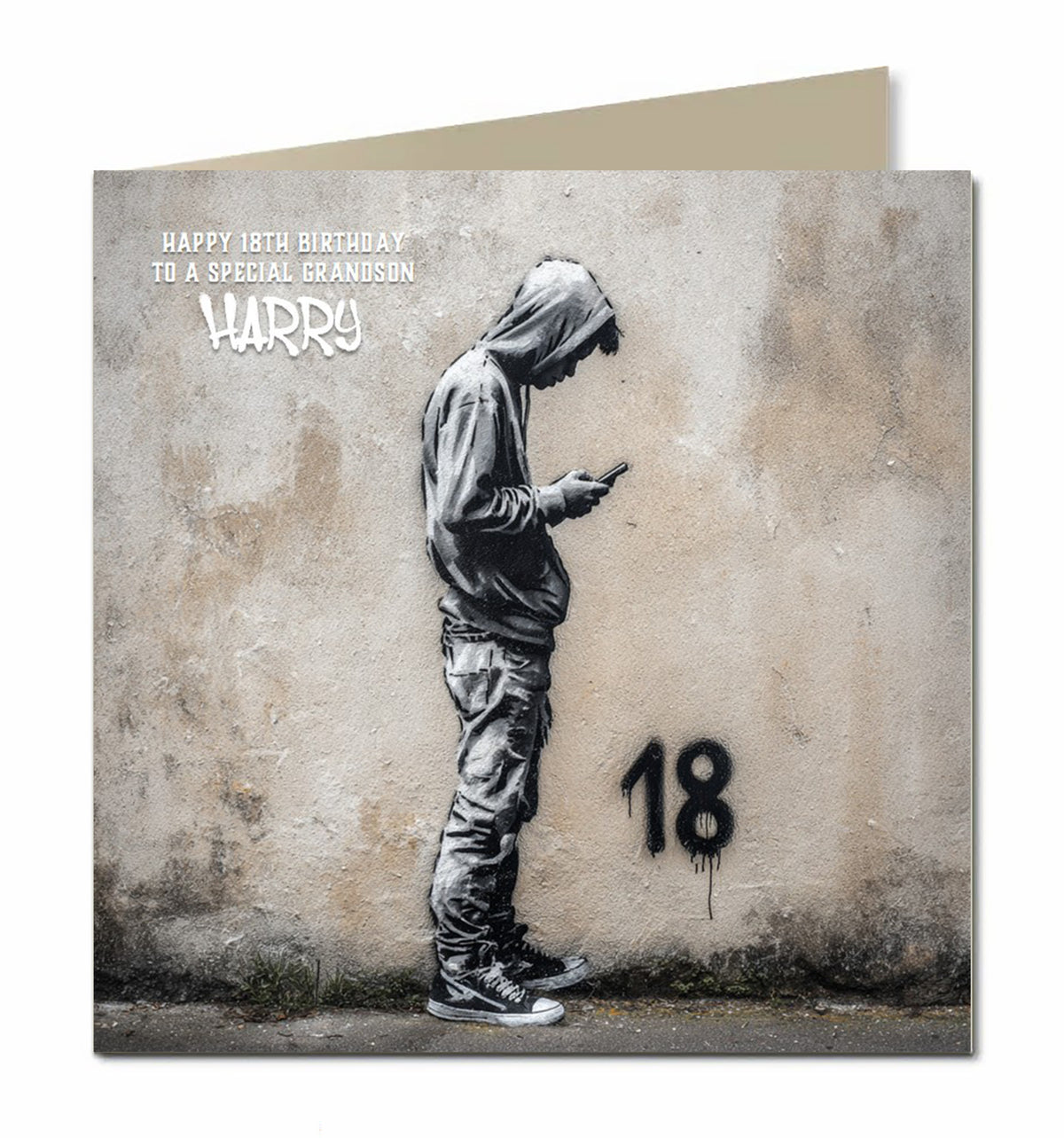 18th Birthday Card for Boys Personalised, Grandson, Son, Nephew, Urban