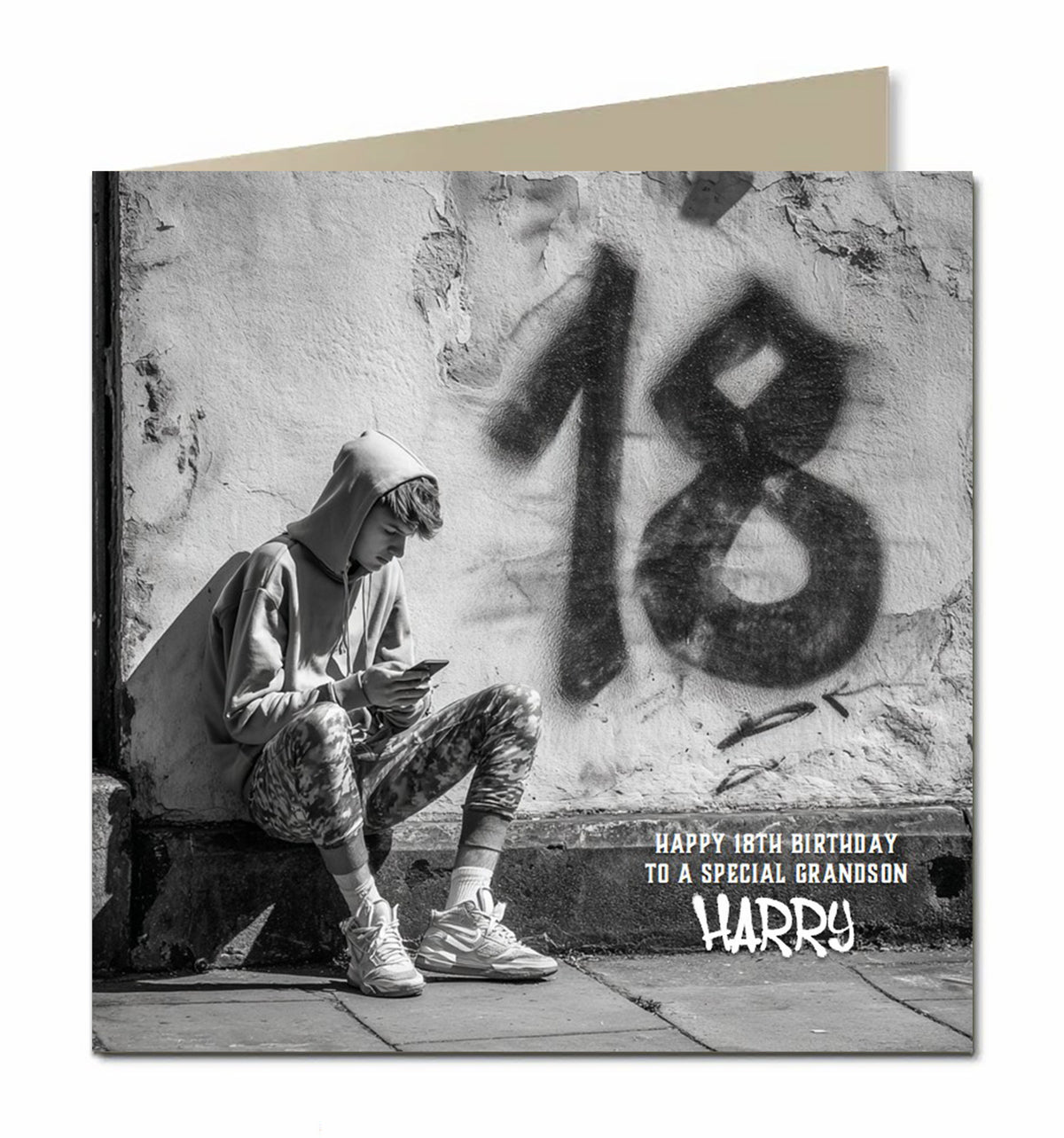 18th Birthday Card for Boys Personalised, Grandson, Son, Nephew, Urban