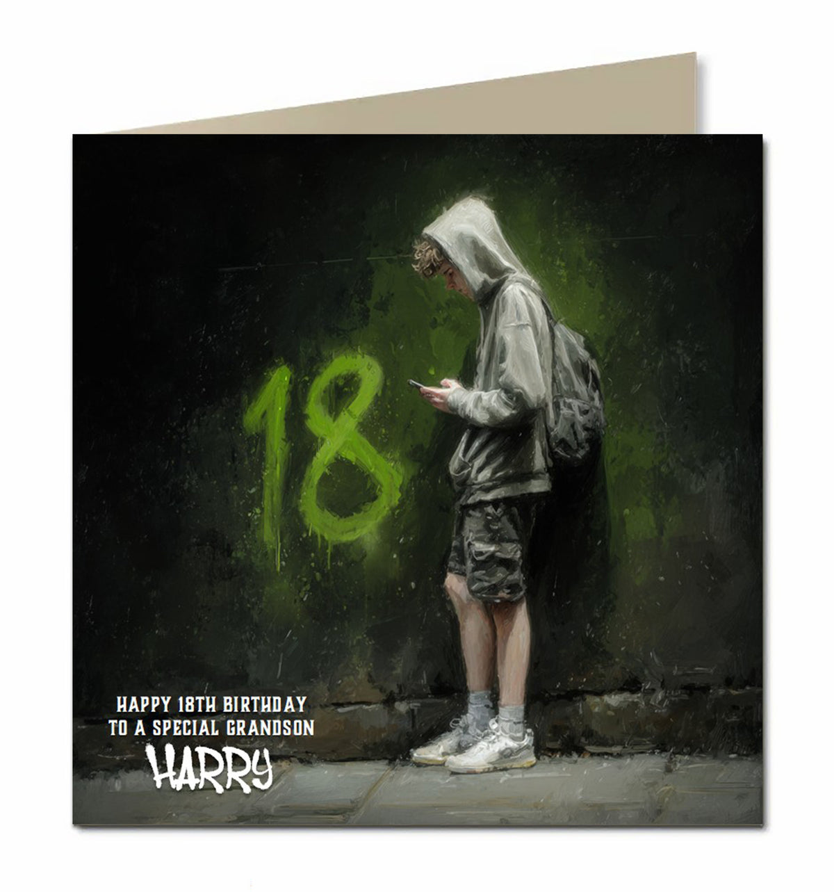 18th Birthday Card for Boys Personalised, Grandson, Son, Nephew, Urban