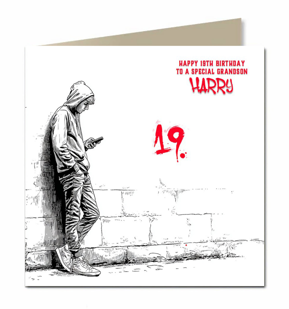 19th Birthday Card for Boys Personalised, Grandson, Son, Nephew, Urban