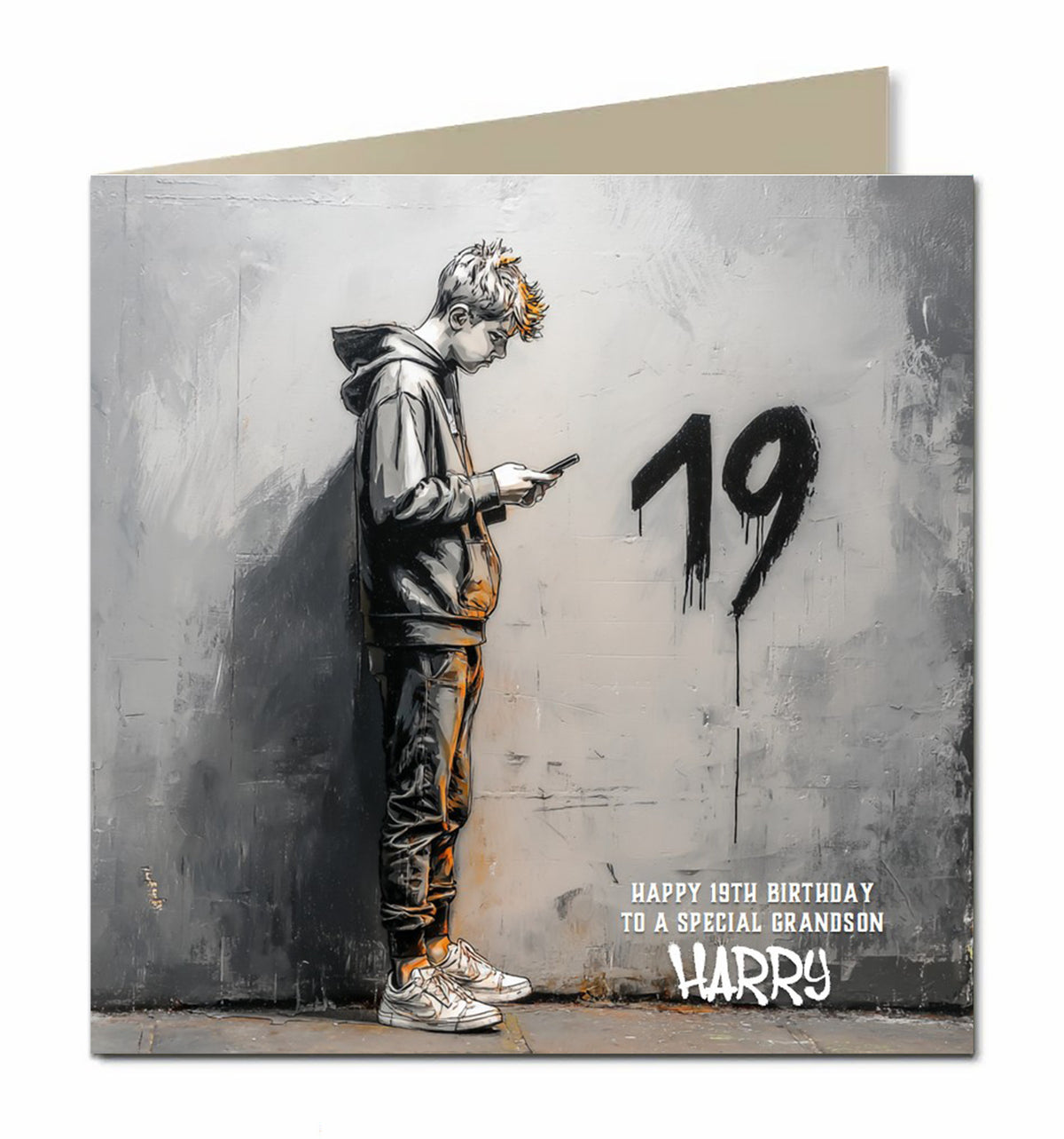 19th Birthday Card for Boys Personalised, Grandson, Son, Nephew, Urban