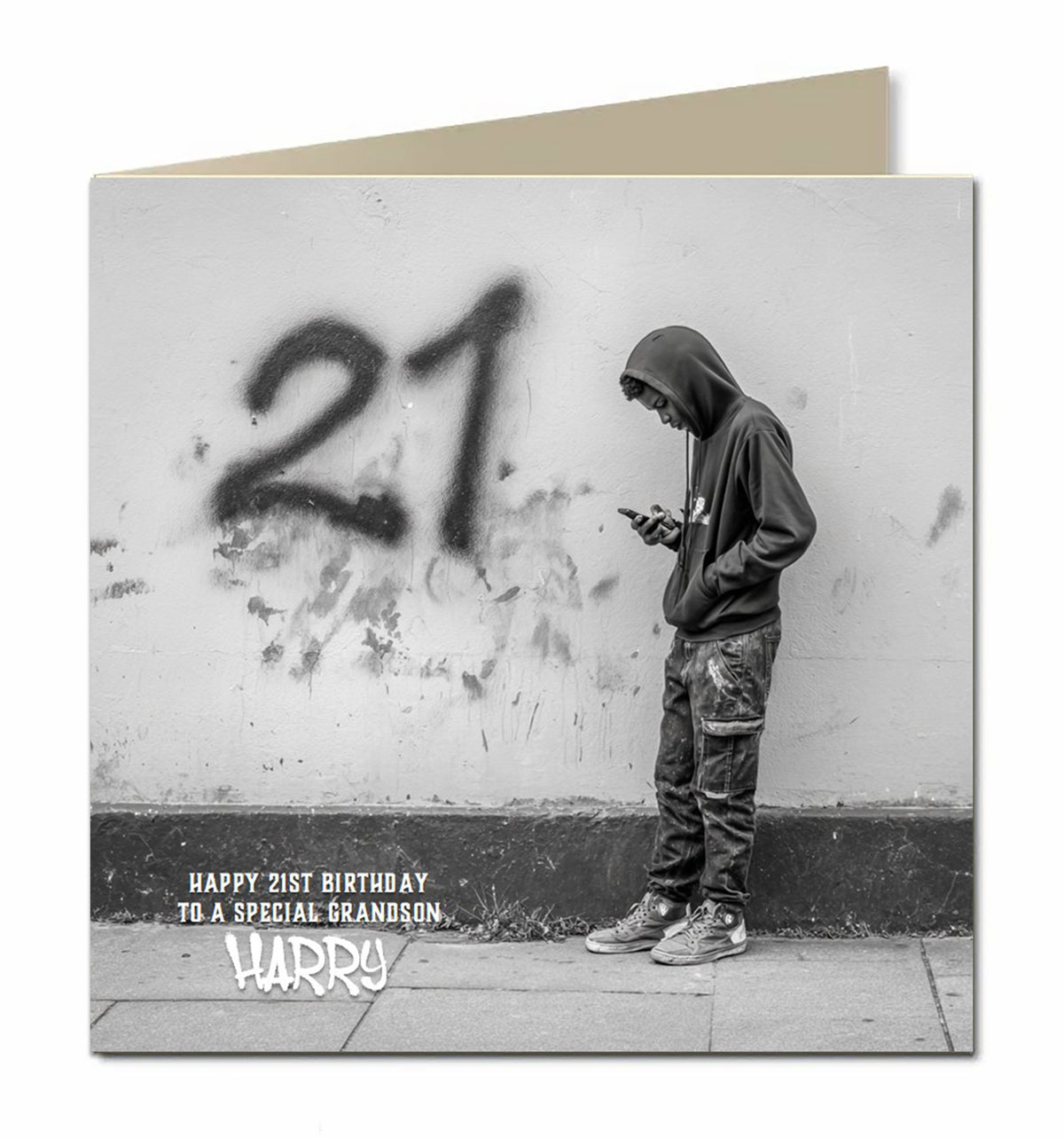 21st Birthday Card for Boys Personalised, Grandson, Son, Nephew, Urban