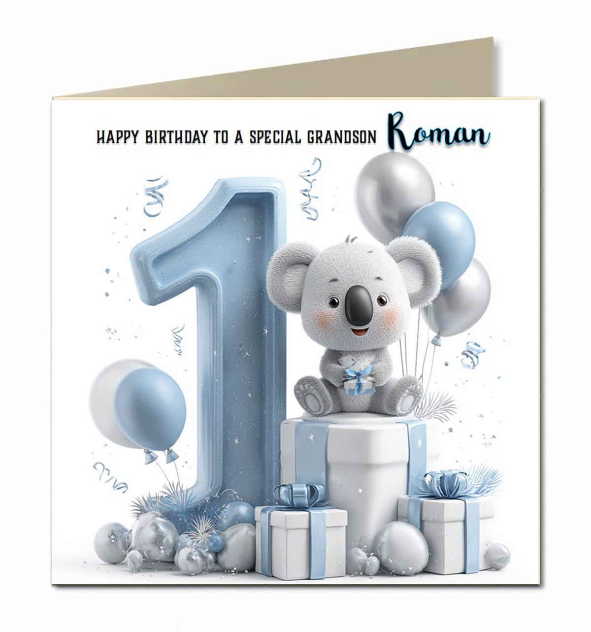 1st Birthday Card for Little Boys Personalised, Grandson, Son, Nephew,