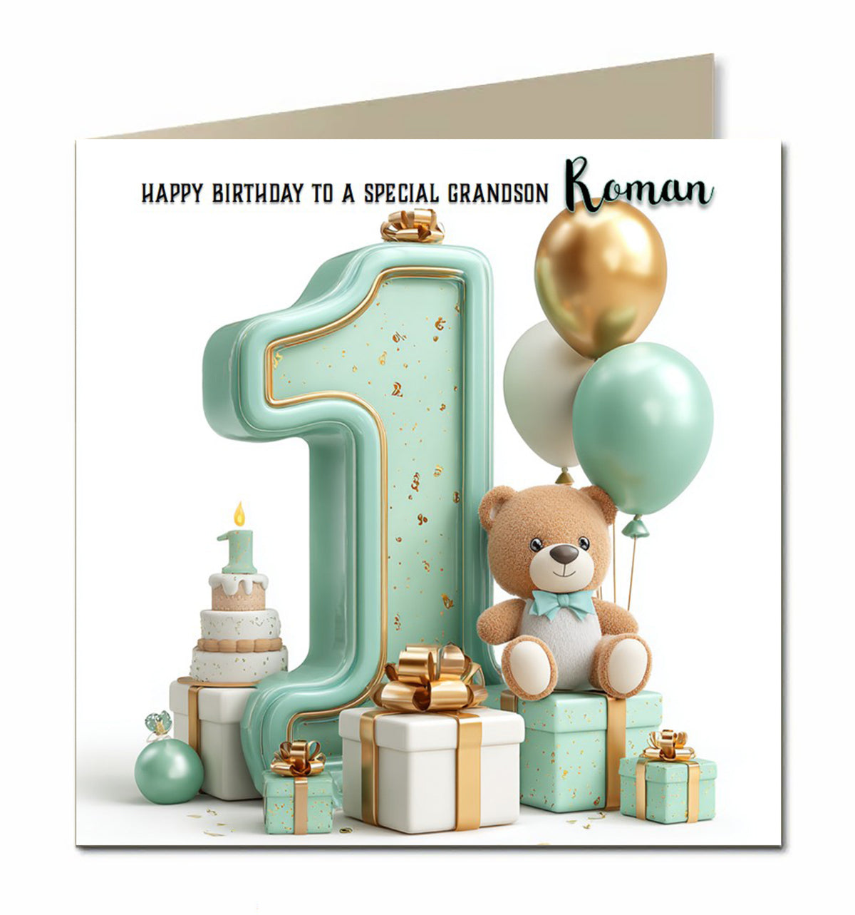 1st Birthday Card For Boys, Grandson, Son, Nephew, Brother, Personalised