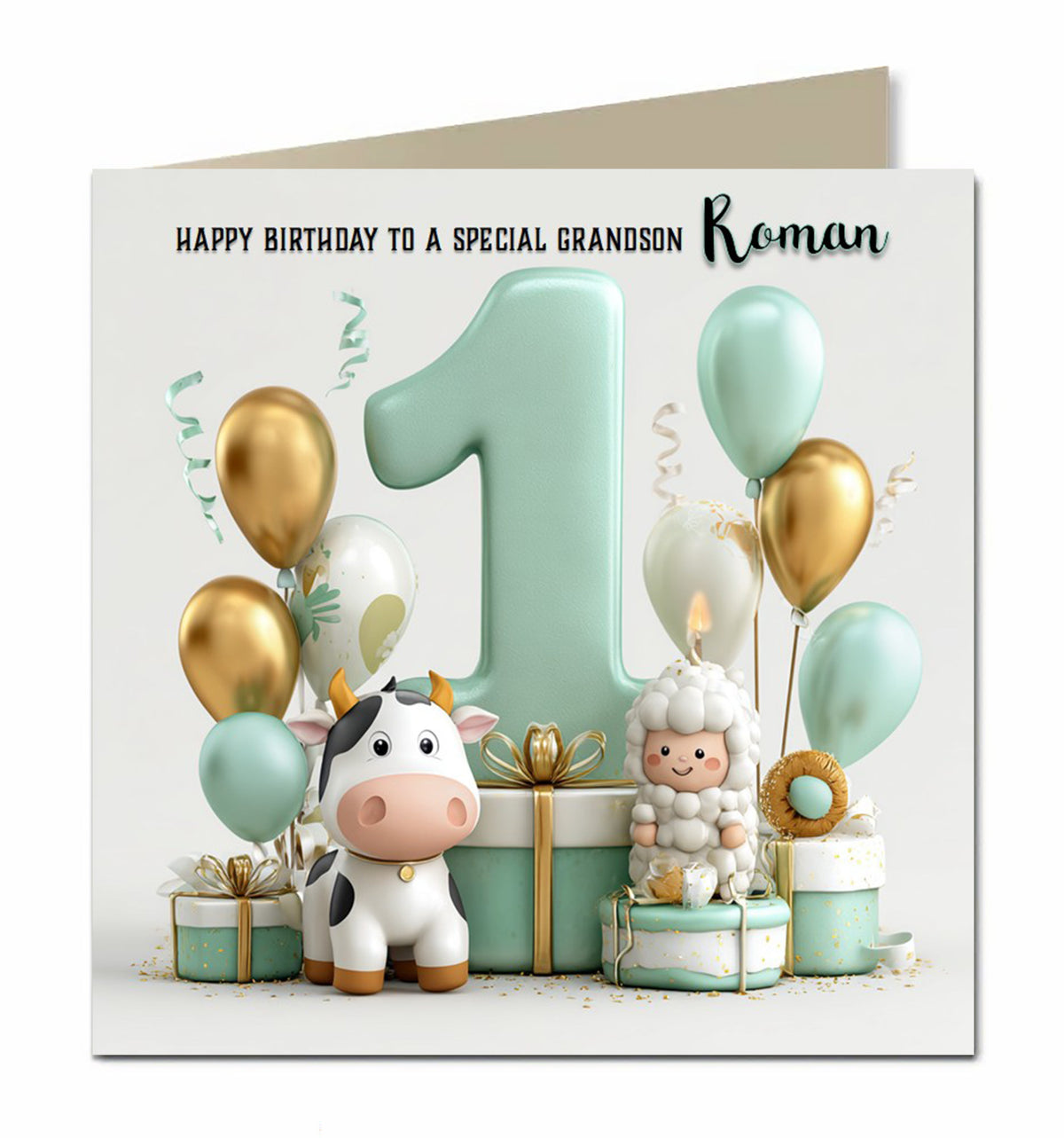 1st Birthday Card for Little Boys Personalised, Grandson, Son, Nephew,