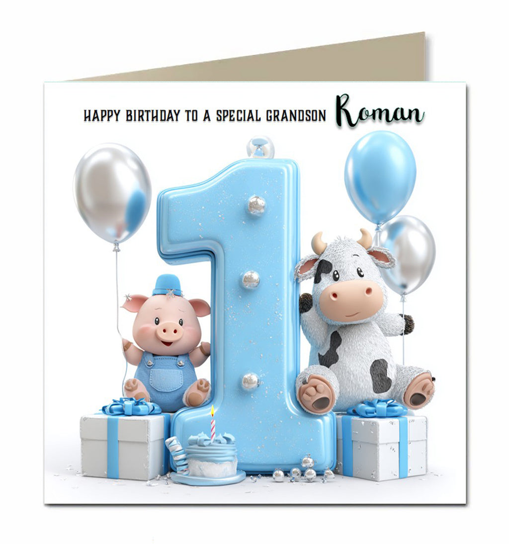1st Birthday Card For Boys, Grandson, Son, Nephew, Brother, Personalised
