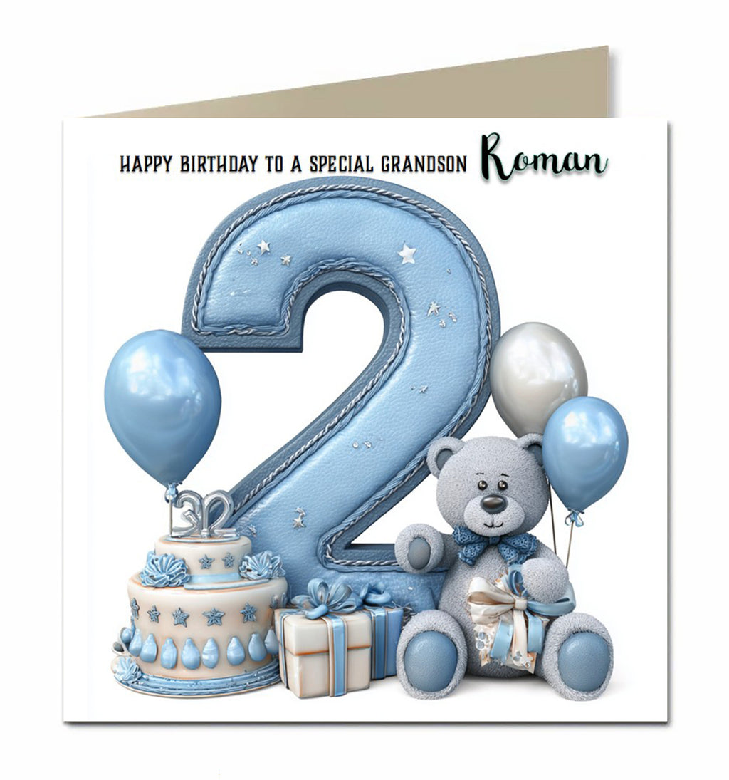 2nd Birthday Card For Boys, Grandson, Son, Nephew, Brother, Personalised