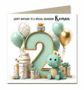2nd Birthday Card for Boys, Grandson, Son, Nephew, Second, 15cm x 15cm, Blank Inside, with White Envelope