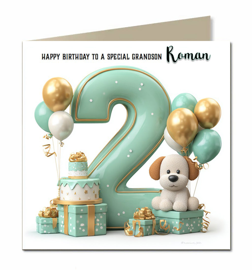 2nd Birthday Card for Little Boys Personalised, Grandson, Son, Nephew,