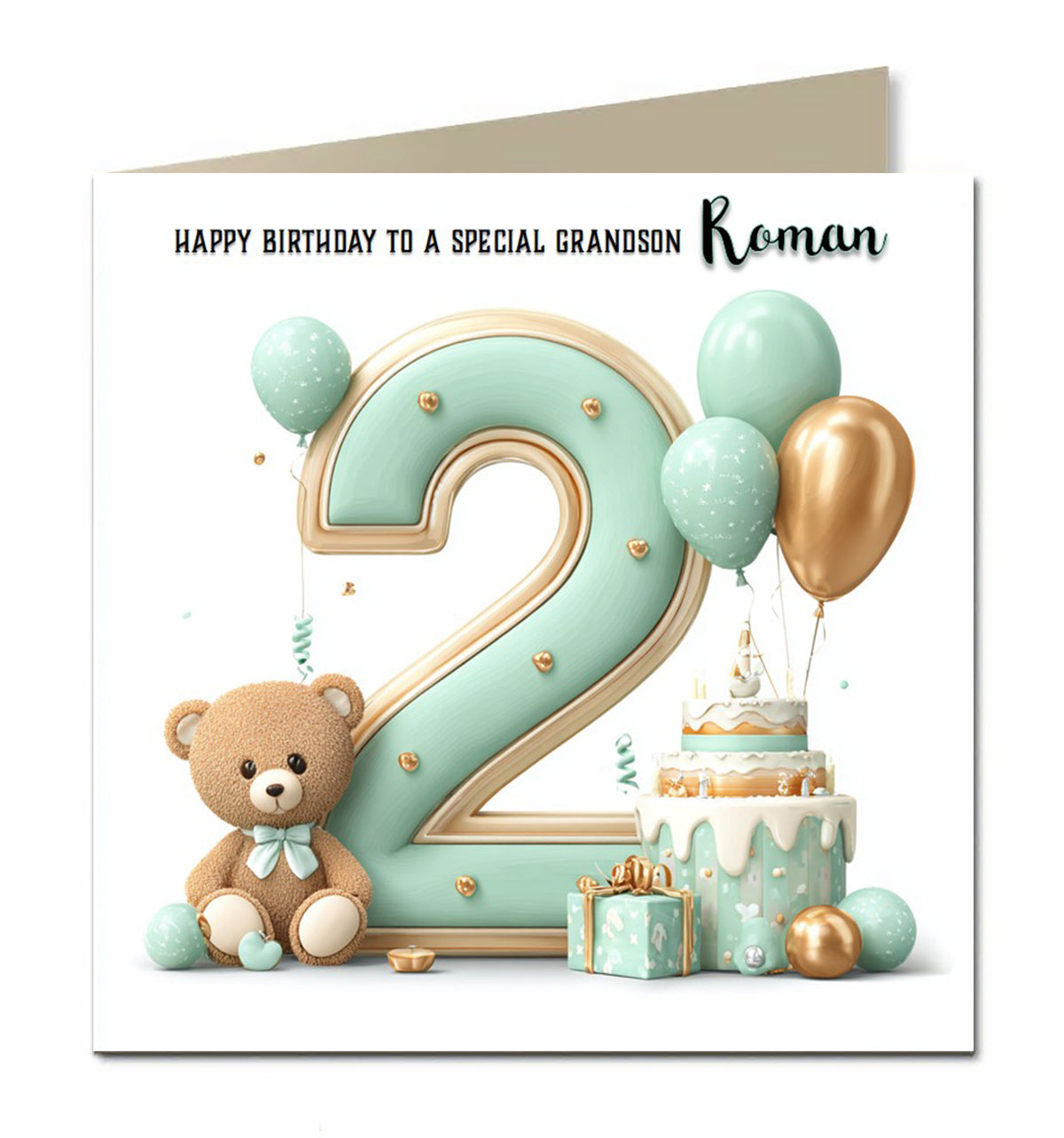 2nd Birthday Card for Little Boys Personalised, Grandson, Son, Nephew,