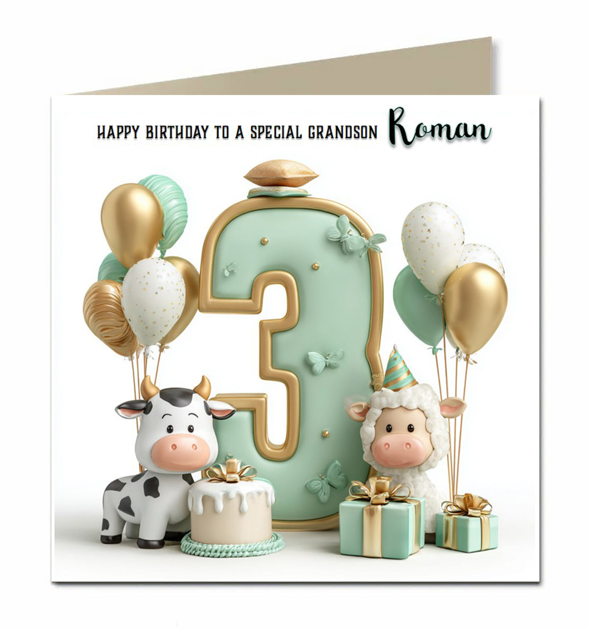 3rd Birthday Card for Little Boys Personalised, Grandson, Son, Nephew,