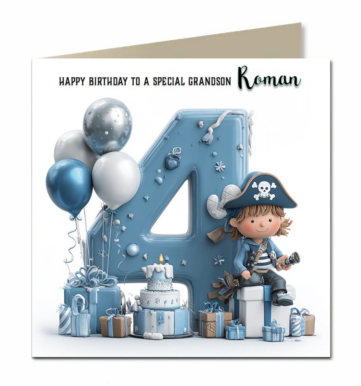 3rd Birthday Card for Little Boys Personalised, Grandson, Son, Nephew,