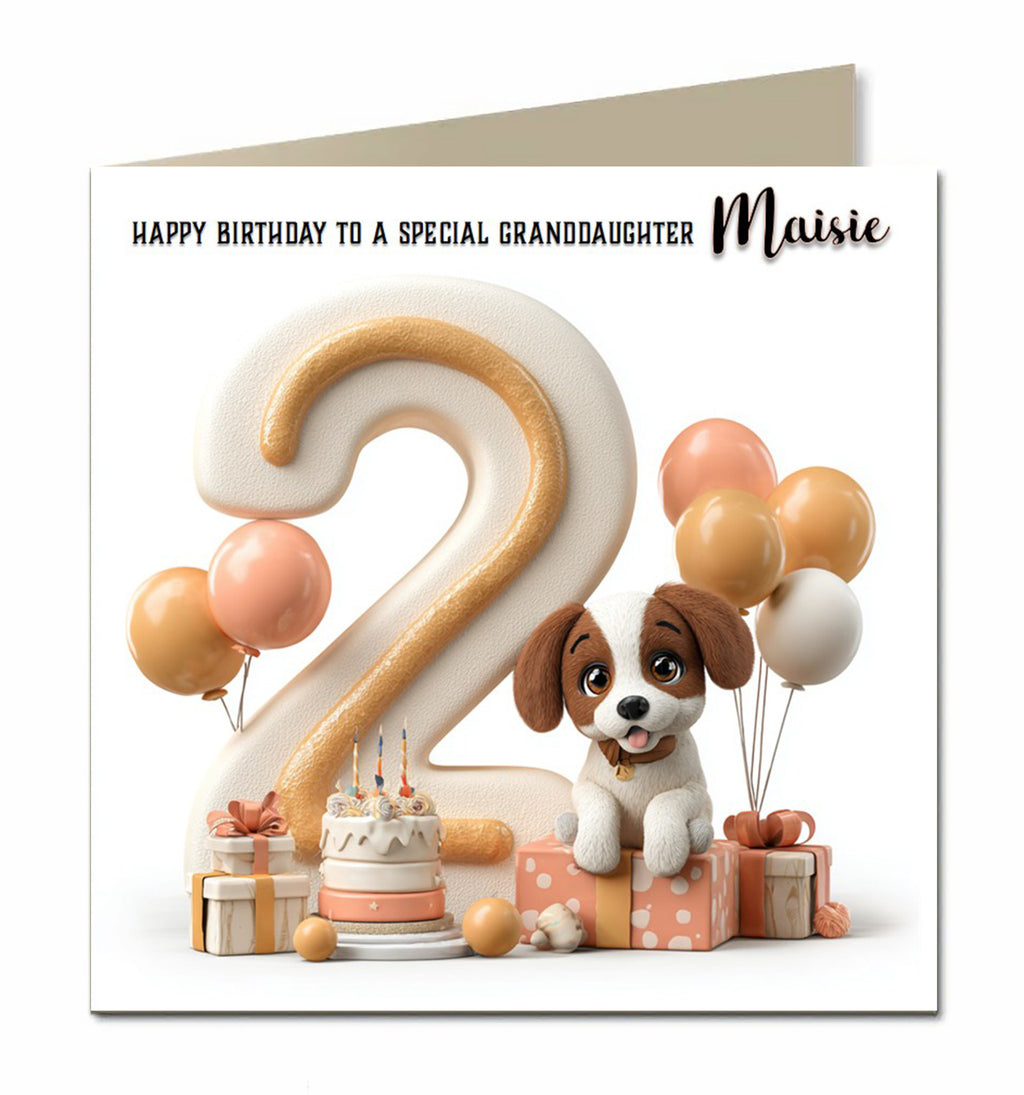 2nd Birthday Card For Little Girls, Granddaughter, Niece, Personalised