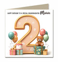 2nd Birthday Card for Girls, Granddaughter, Daughter, Niece, Second, 15cm x 15cm, Blank Inside, with White Envelope
