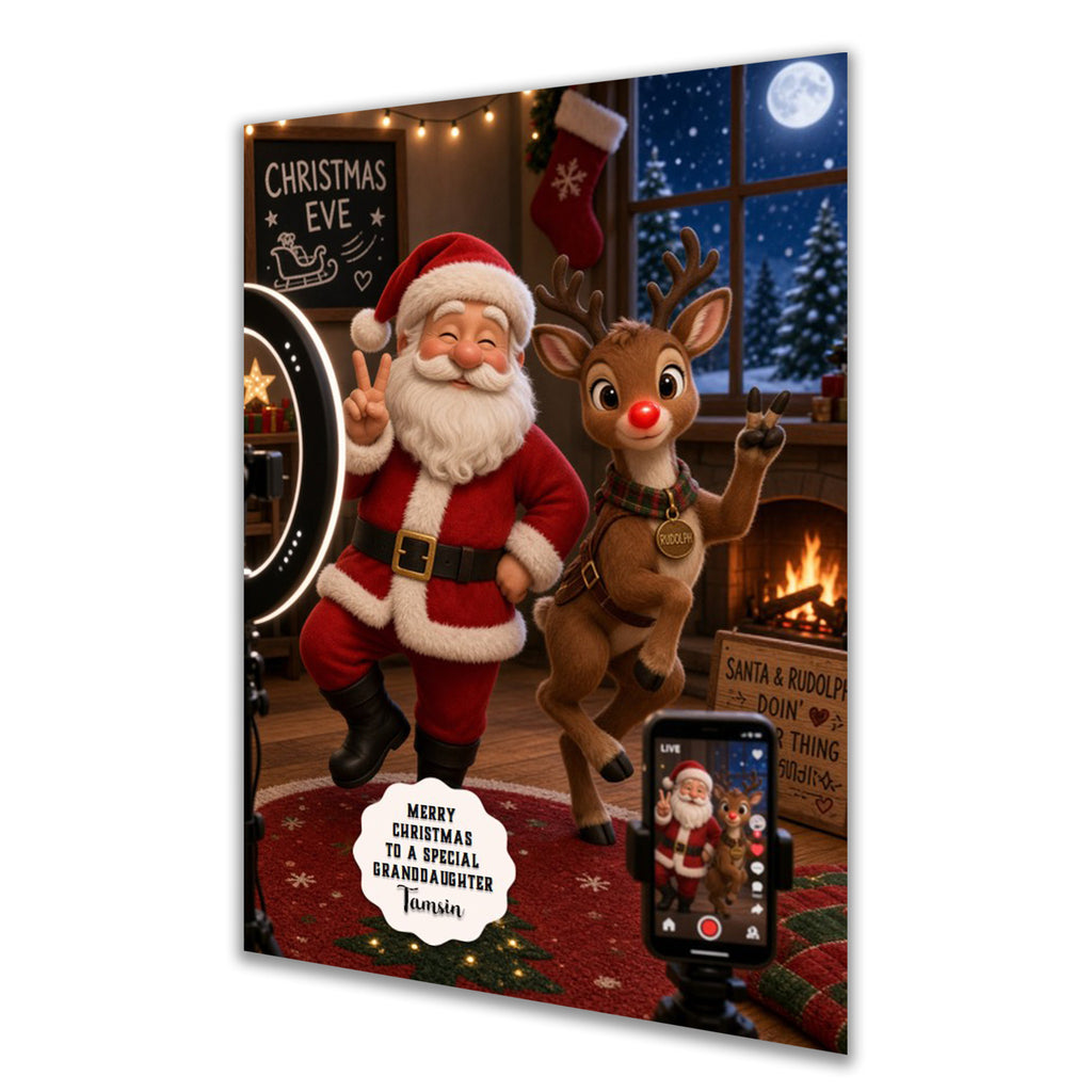 Personalised Christmas Card - Santa and Reindeer Making a Video