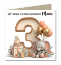 3rd Birthday Card for Girls, Granddaughter, Daughter, Niece, First, 15cm x 15cm, Blank Inside, with White Envelope