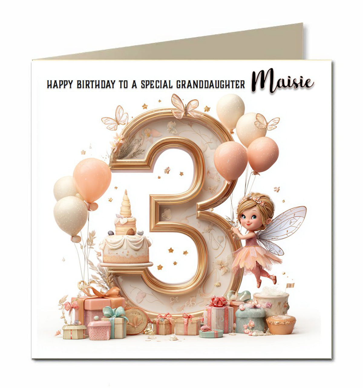 3rd Birthday Card For Little Girls, Granddaughter, Niece, Personalised