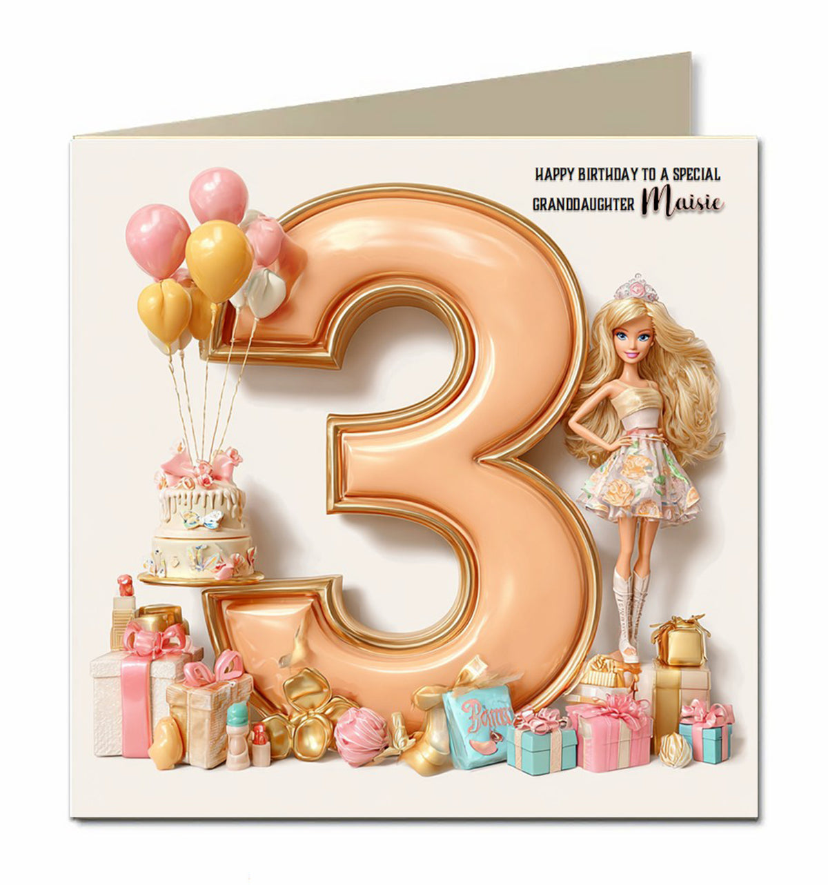3rd Birthday Card For Little Girls, Granddaughter, Niece, Personalised