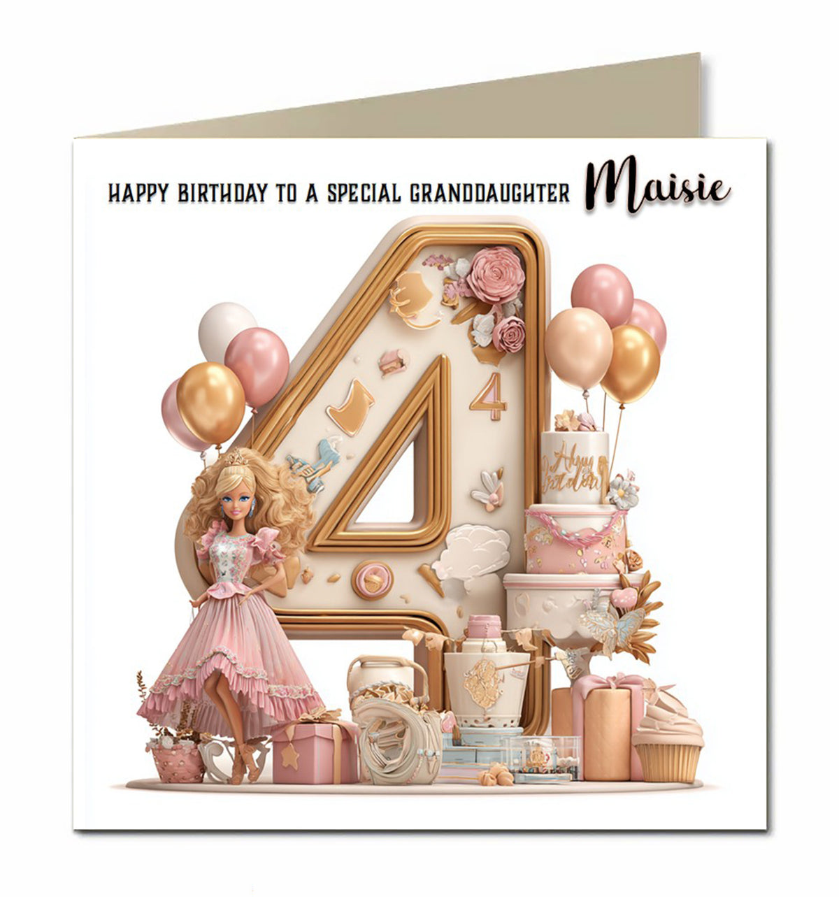 4th Birthday Card For Girls, Daughter, Granddaughter, Niece, Sister