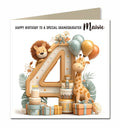 4th Birthday Card for Girls, Granddaughter, Daughter, Niece, First, 15cm x 15cm, Blank Inside, with White Envelope