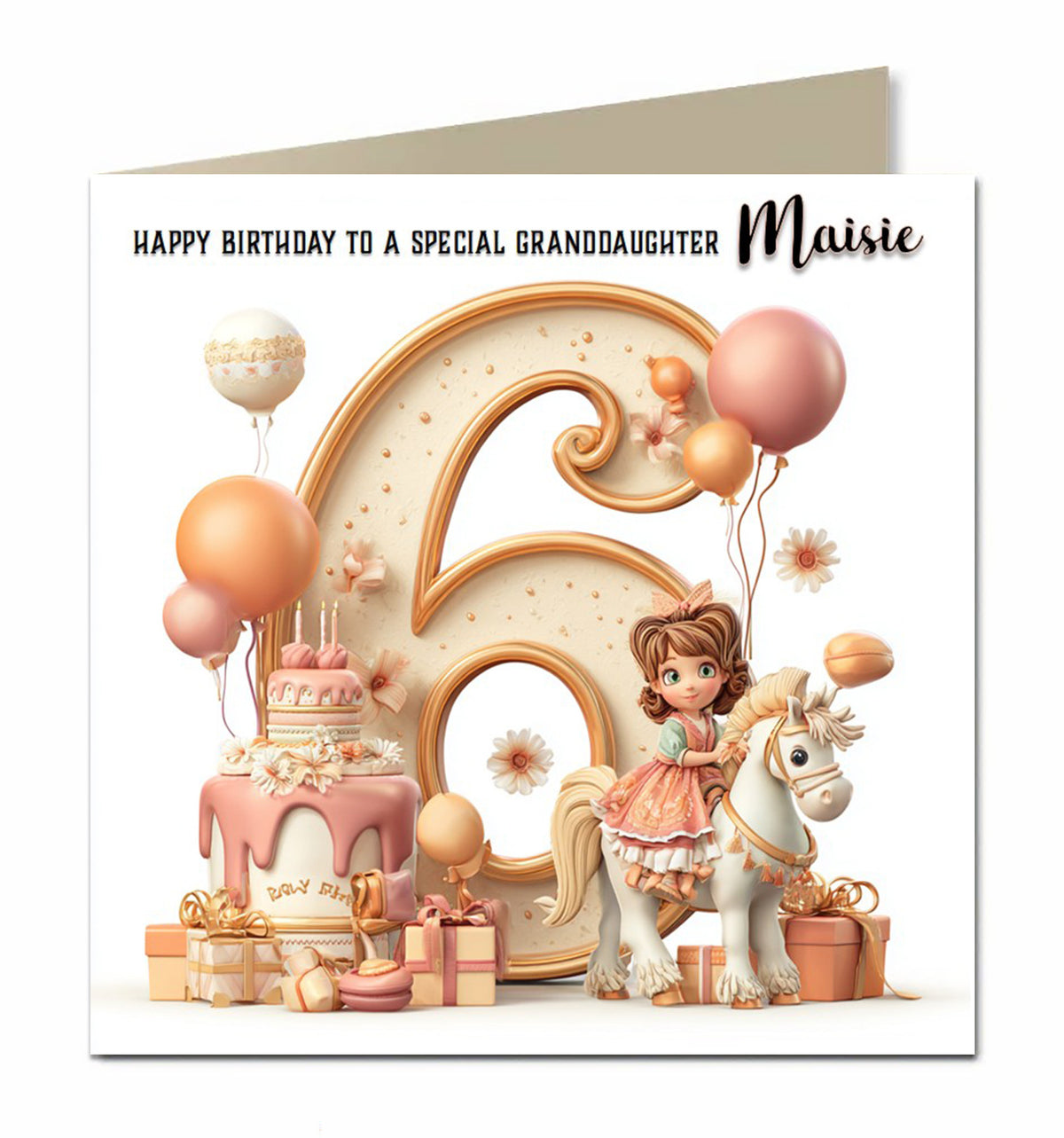 6th Birthday Card For Little Girls, Granddaughter, Niece, Personalised