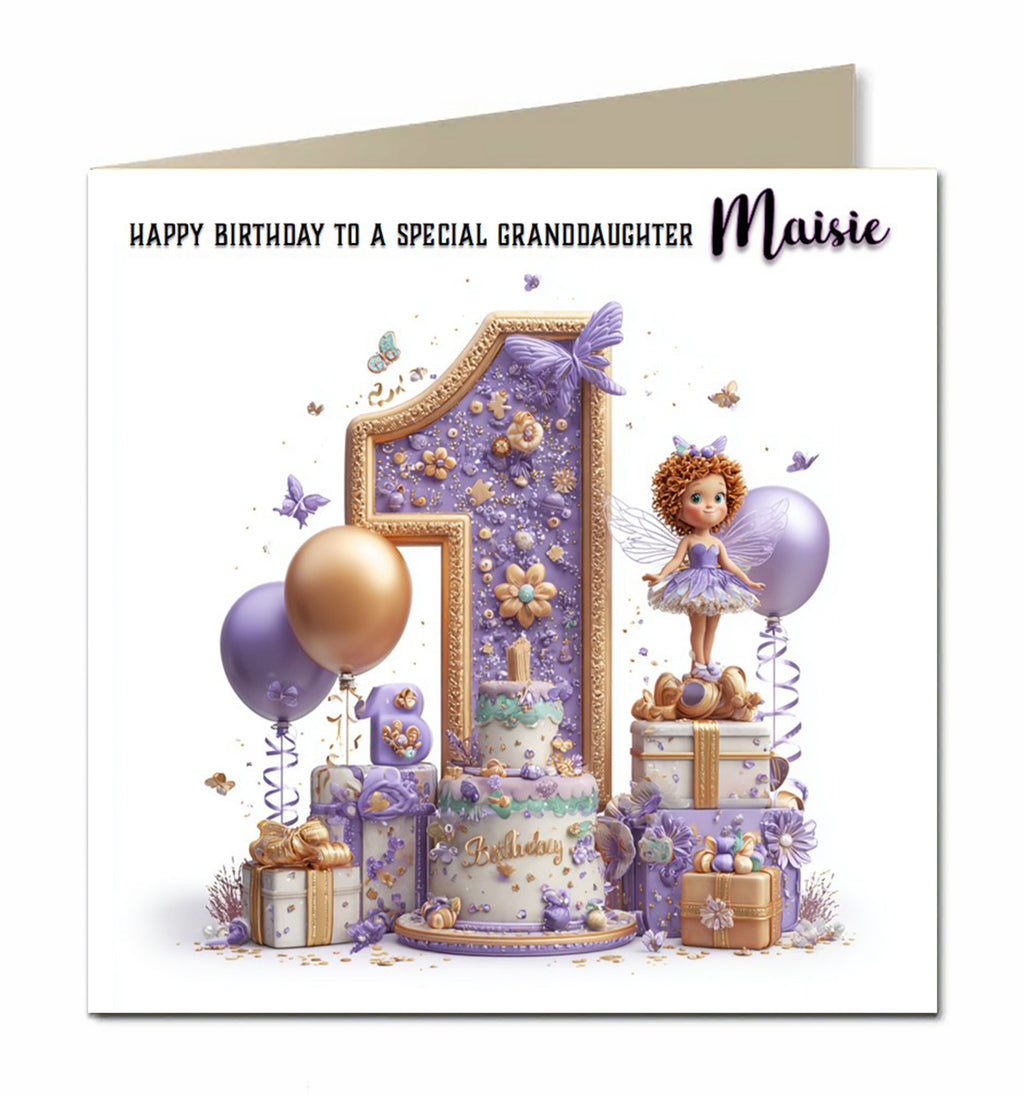 1st Birthday Card For Little Girls, Granddaughter, Niece, Personalised